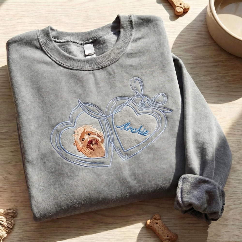 The Romantic Bow & Heart Personalized Pet Crewneck