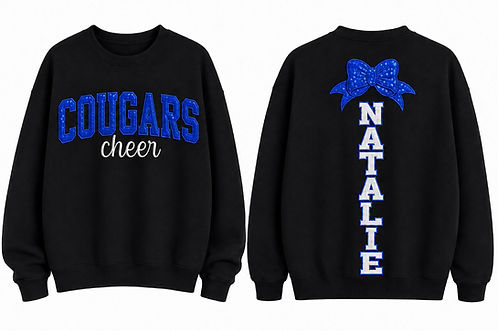 Cheer Mom Spirit Glitter Sweatshirt - Custom Large Text on the Back