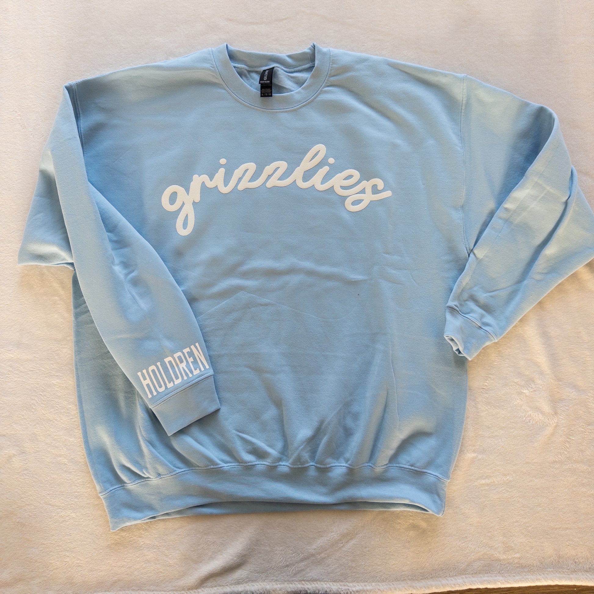 Personalized Custom Sports Puff Foam Print Crewneck Sweatshirt