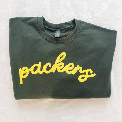 Personalized Custom Sports Puff Foam Print Crewneck Sweatshirt