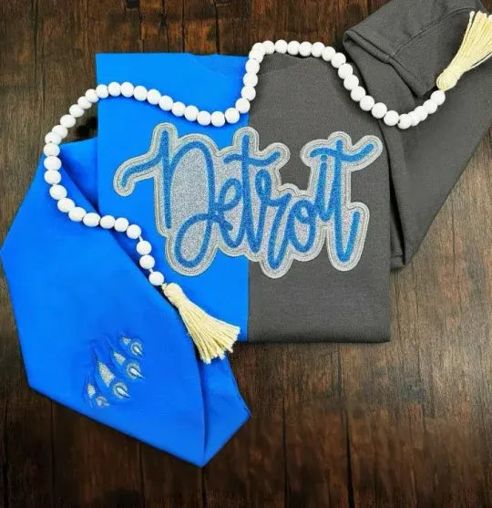 Custom Two-Tone Split Color Chenille Patch Embroidery Crewneck Sweatshirt