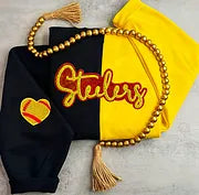 Custom Two-Tone Split Color Chenille Patch Embroidery Crewneck Sweatshirt