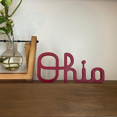 3D Printed Script Ohio Decorative Art
