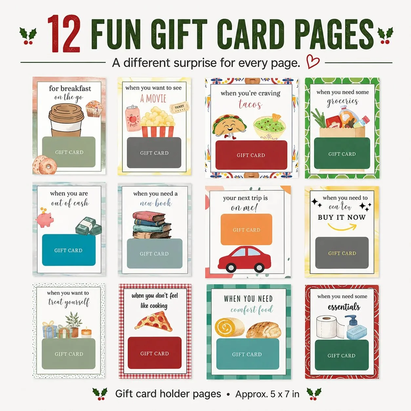 Christmas Spiral Gift Card Book