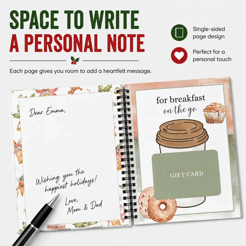 Christmas Spiral Gift Card Book