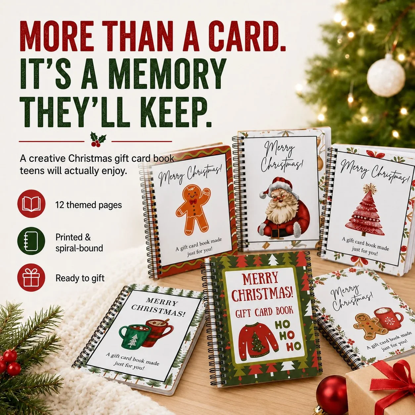 Christmas Spiral Gift Card Book