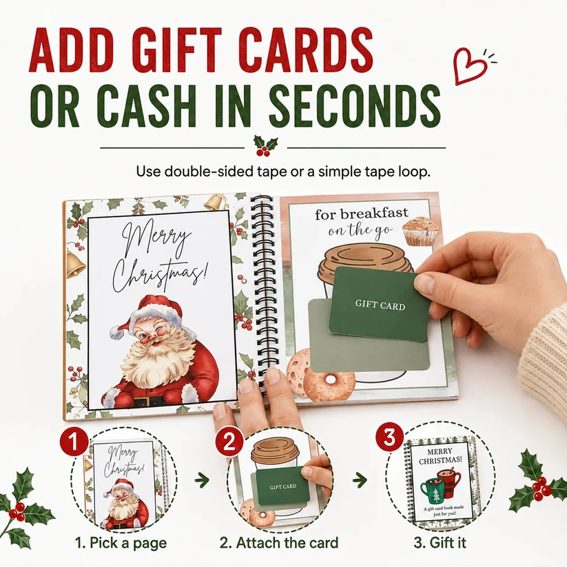 Christmas Spiral Gift Card Book