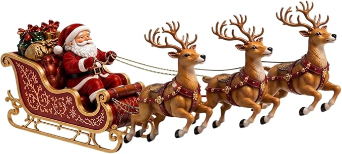 Santa Sleigh Reindeer Tabletop Ornament