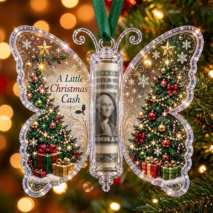 Christmas Tree Butterfly Money Holder Ornament