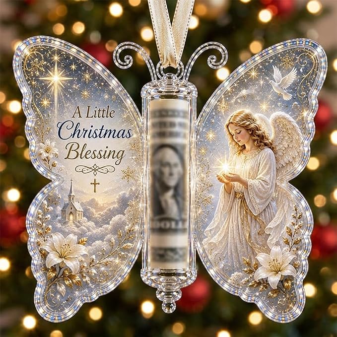 Christmas Tree Butterfly Money Holder Ornament