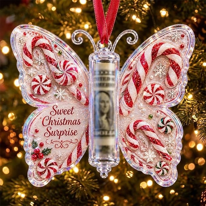 Christmas Tree Butterfly Money Holder Ornament