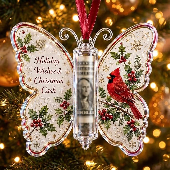Christmas Tree Butterfly Money Holder Ornament