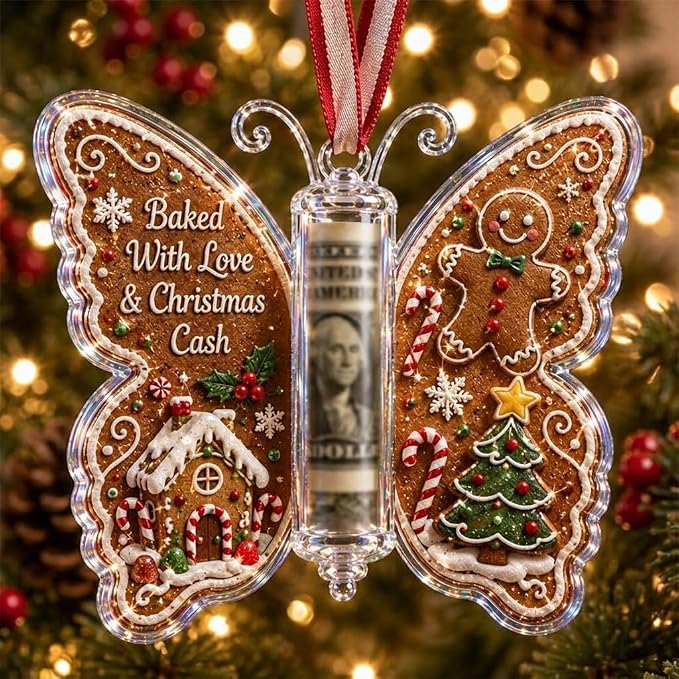 Christmas Tree Butterfly Money Holder Ornament