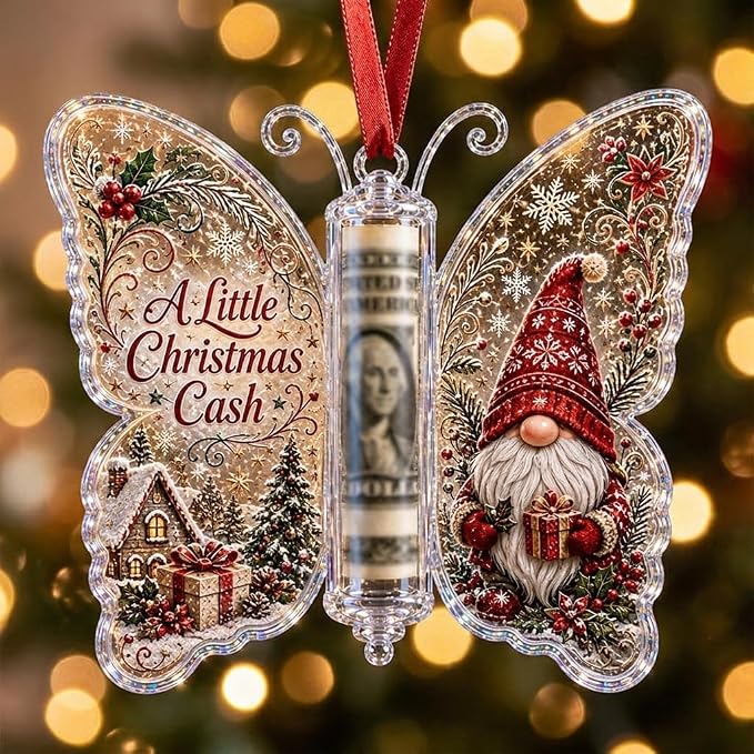 Christmas Tree Butterfly Money Holder Ornament