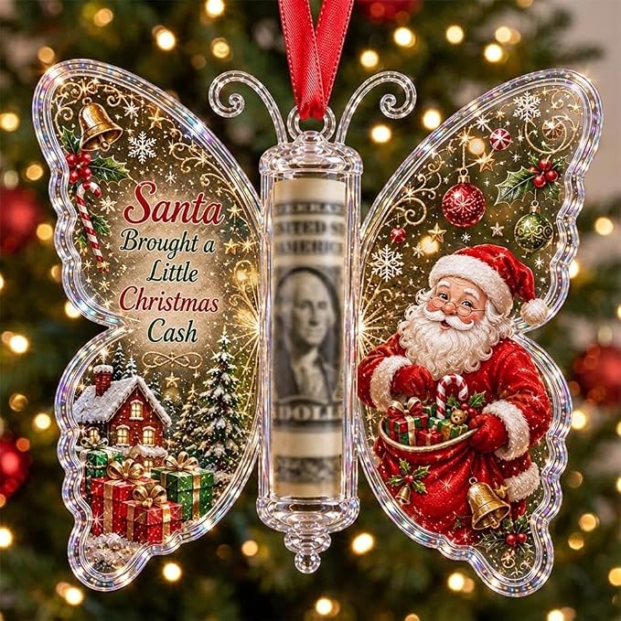 Christmas Tree Butterfly Money Holder Ornament