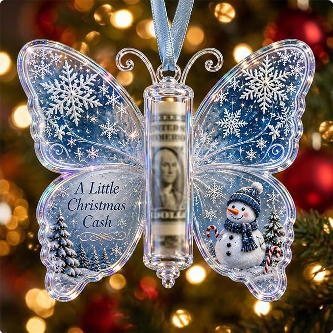 Christmas Tree Butterfly Money Holder Ornament