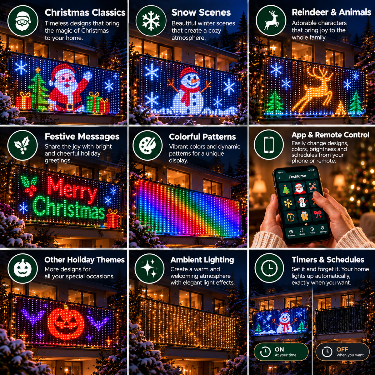 Smart Animated LED Curtain Lights