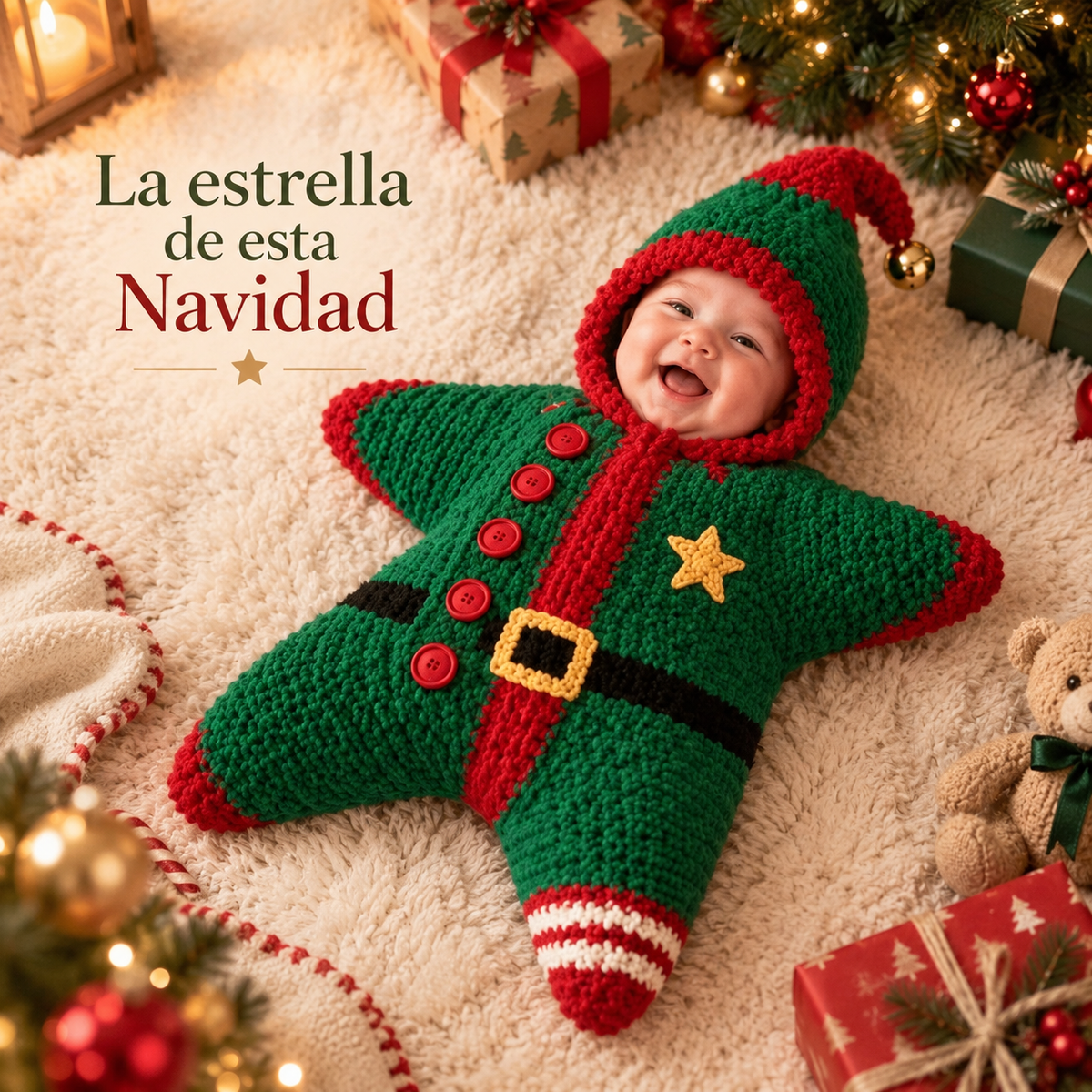 Baby Santa Star Knit Romper
