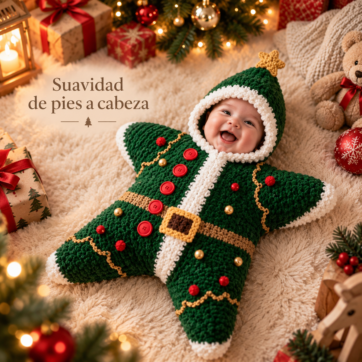 Baby Santa Star Knit Romper
