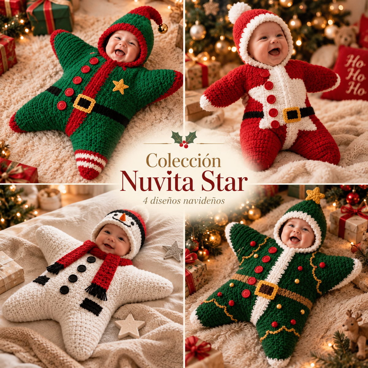 Baby Santa Star Knit Romper