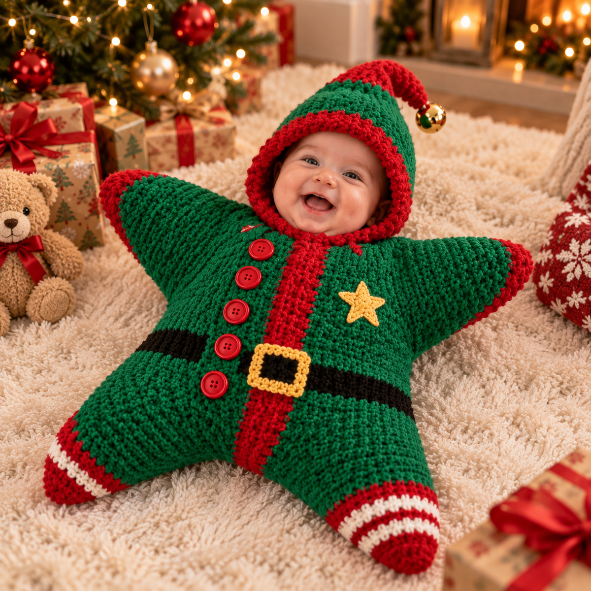Baby Santa Star Knit Romper