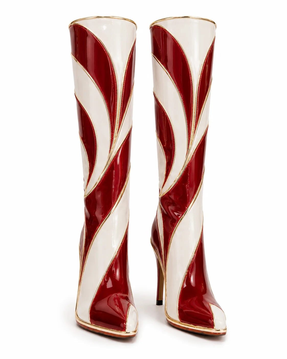 Candy Cane Swirl Knee High Boots