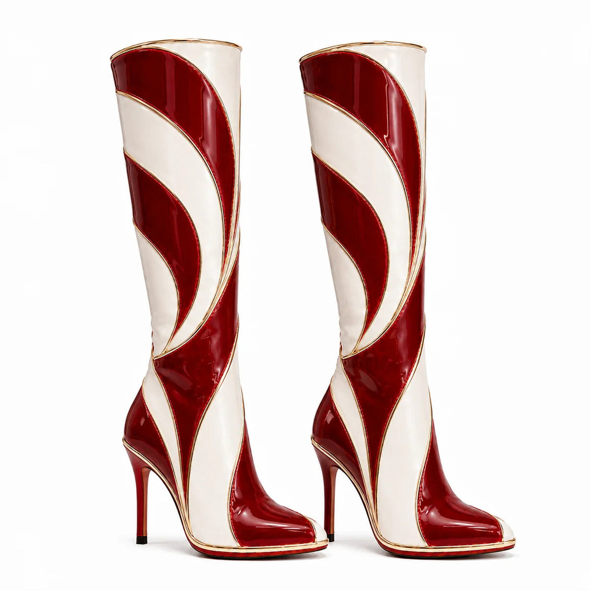 Candy Cane Swirl Knee High Boots