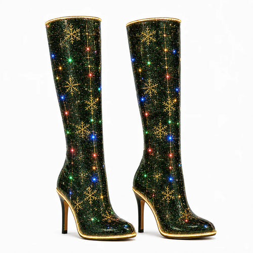 Candy Cane Swirl Knee High Boots