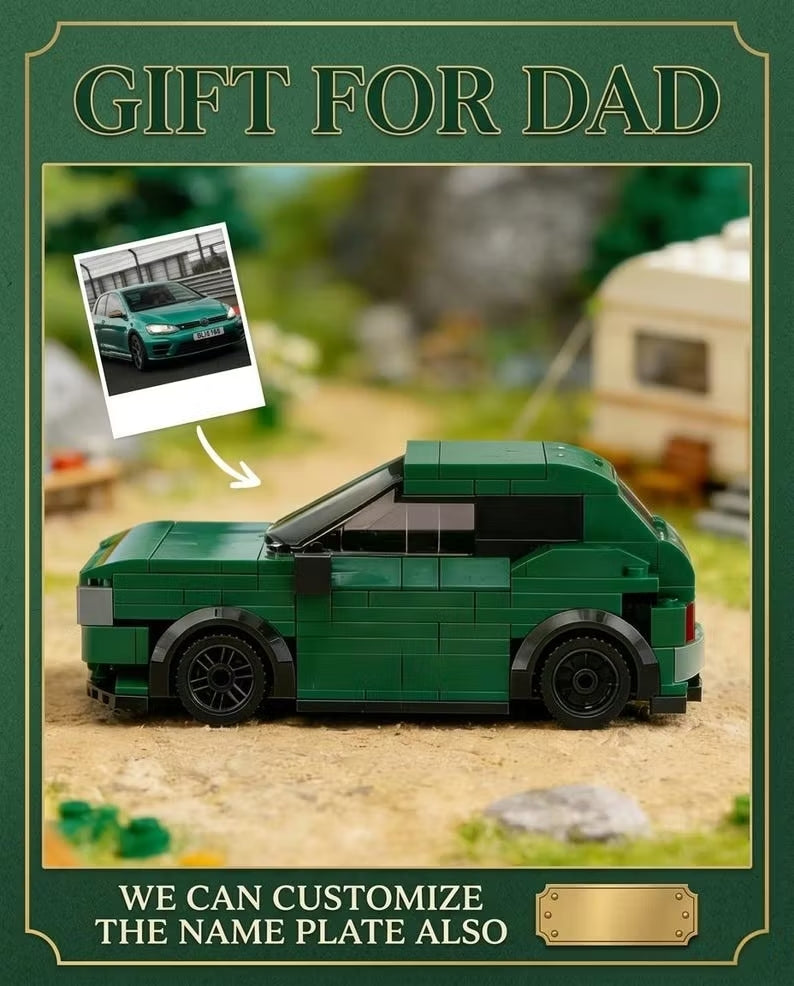 Personalized Photo-to-Car Brick Model, Custom Mini Replica of Your Vehicle