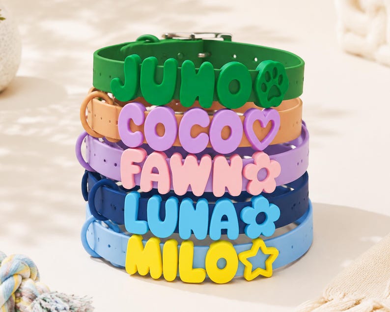 Personalized 3D Name Silicone Dog Collar