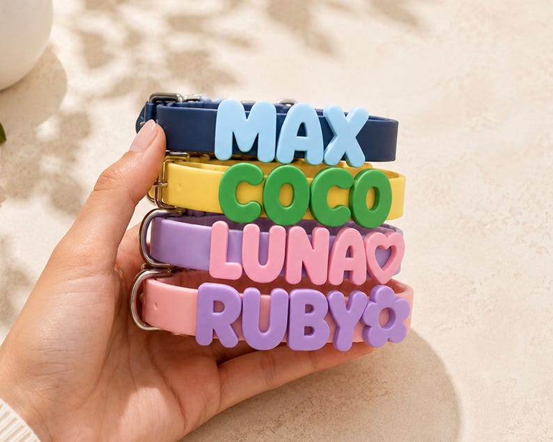 Personalized 3D Name Silicone Dog Collar