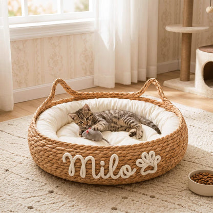 Personalized Chunky Chenille Pet Bed Basket