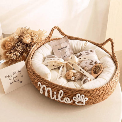 Personalized Chunky Chenille Pet Bed Basket