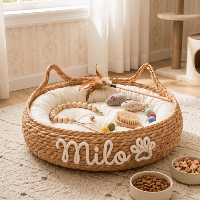 Personalized Chunky Chenille Pet Bed Basket