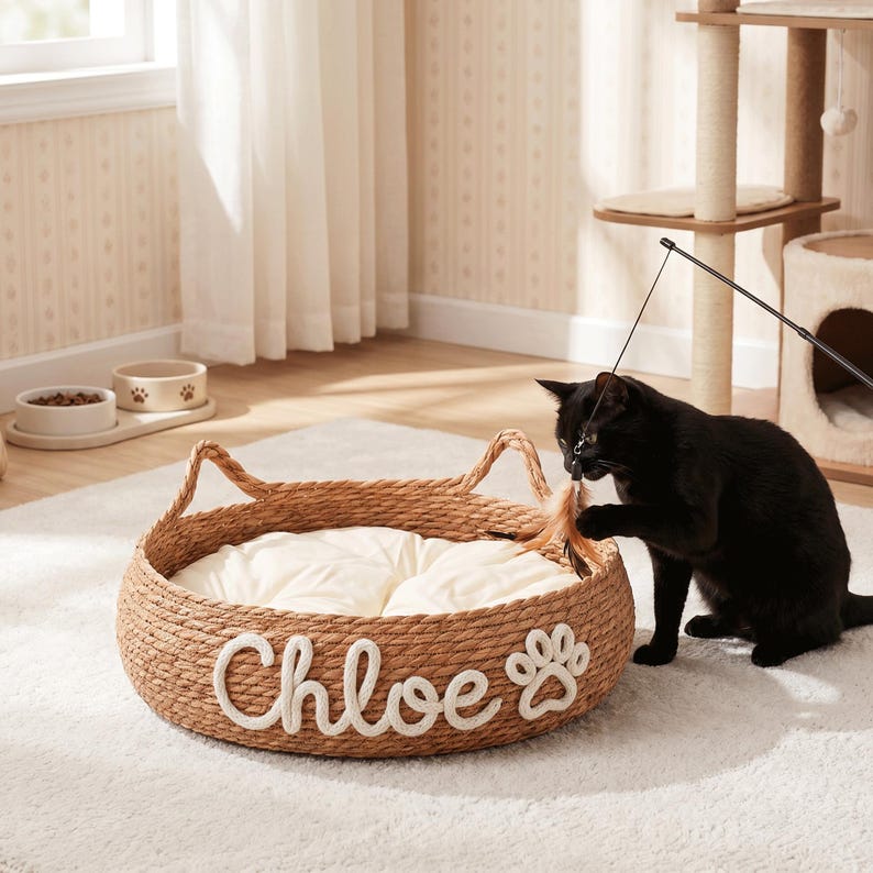 Personalized Chunky Chenille Pet Bed Basket