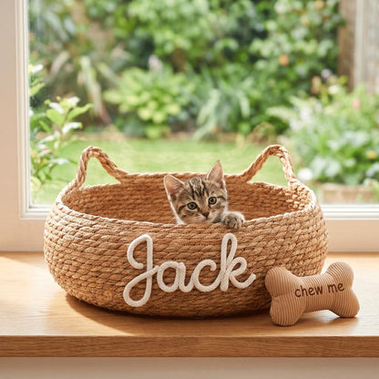 Personalized Chunky Chenille Pet Bed Basket