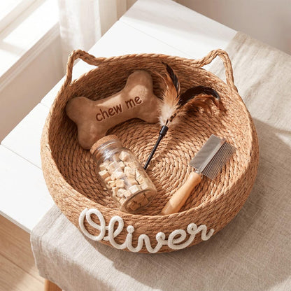 Personalized Chunky Chenille Pet Bed Basket