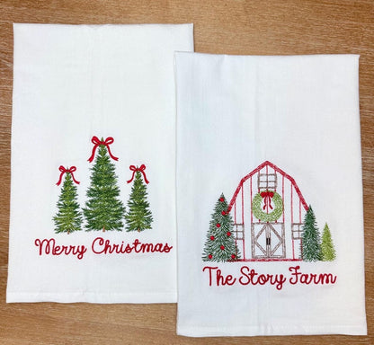 Personalized Christmas Embroidered Kitchen Towel