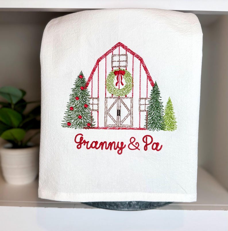 Personalized Christmas Embroidered Kitchen Towel