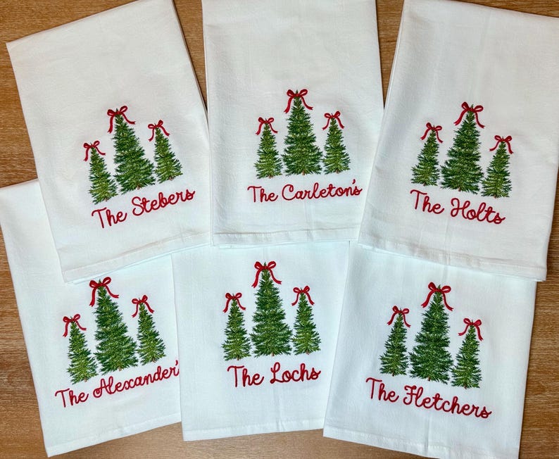 Personalized Christmas Embroidered Kitchen Towel