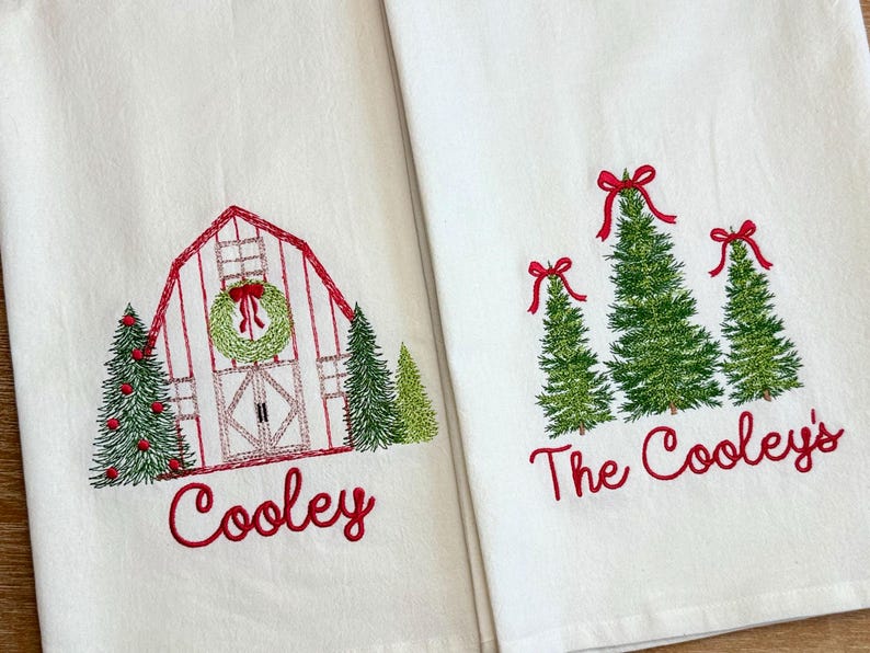 Personalized Christmas Embroidered Kitchen Towel