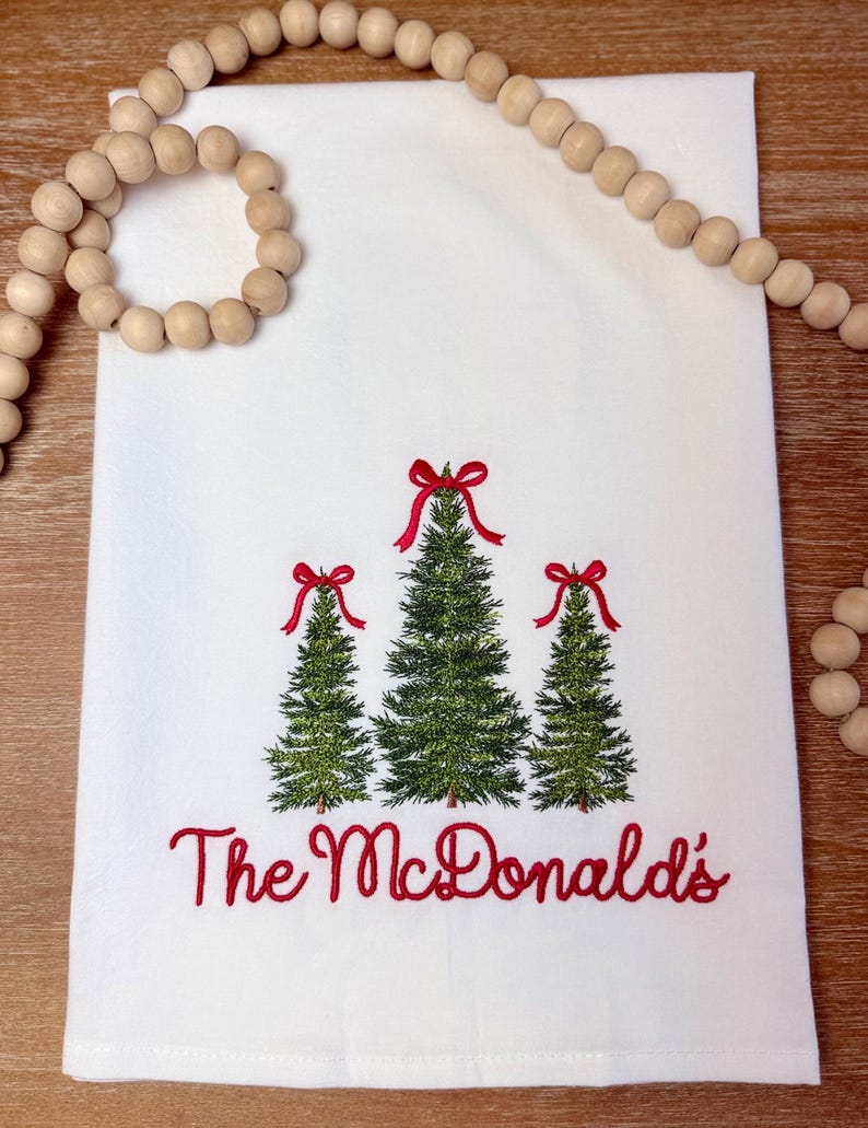 Personalized Christmas Embroidered Kitchen Towel