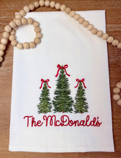 Personalized Christmas Embroidered Kitchen Towel