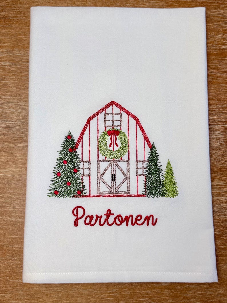 Personalized Christmas Embroidered Kitchen Towel