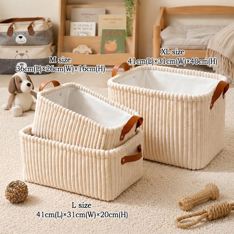 Personalized Corduroy Pet Toy Basket