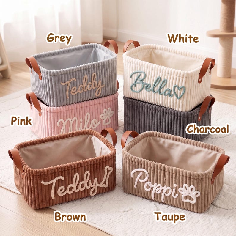 Personalized Corduroy Pet Toy Basket
