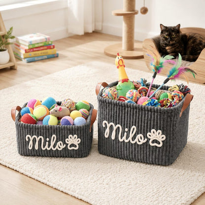 Personalized Corduroy Pet Toy Basket