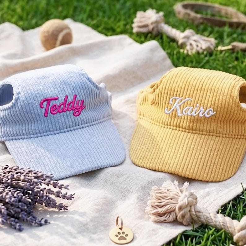 Personalized Embroidered Dog Ear Hole Cap