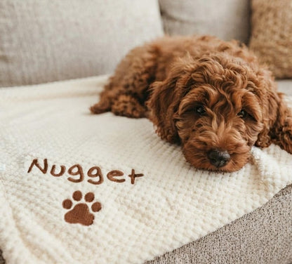 Personalized Embroidered Waffle Pet Blanket