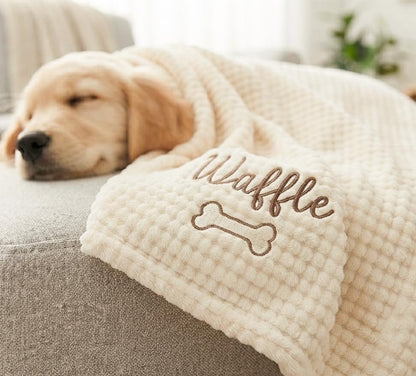 Personalized Embroidered Waffle Pet Blanket